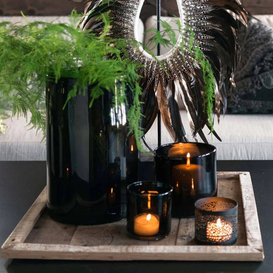 LAMA telysholder sotet glass