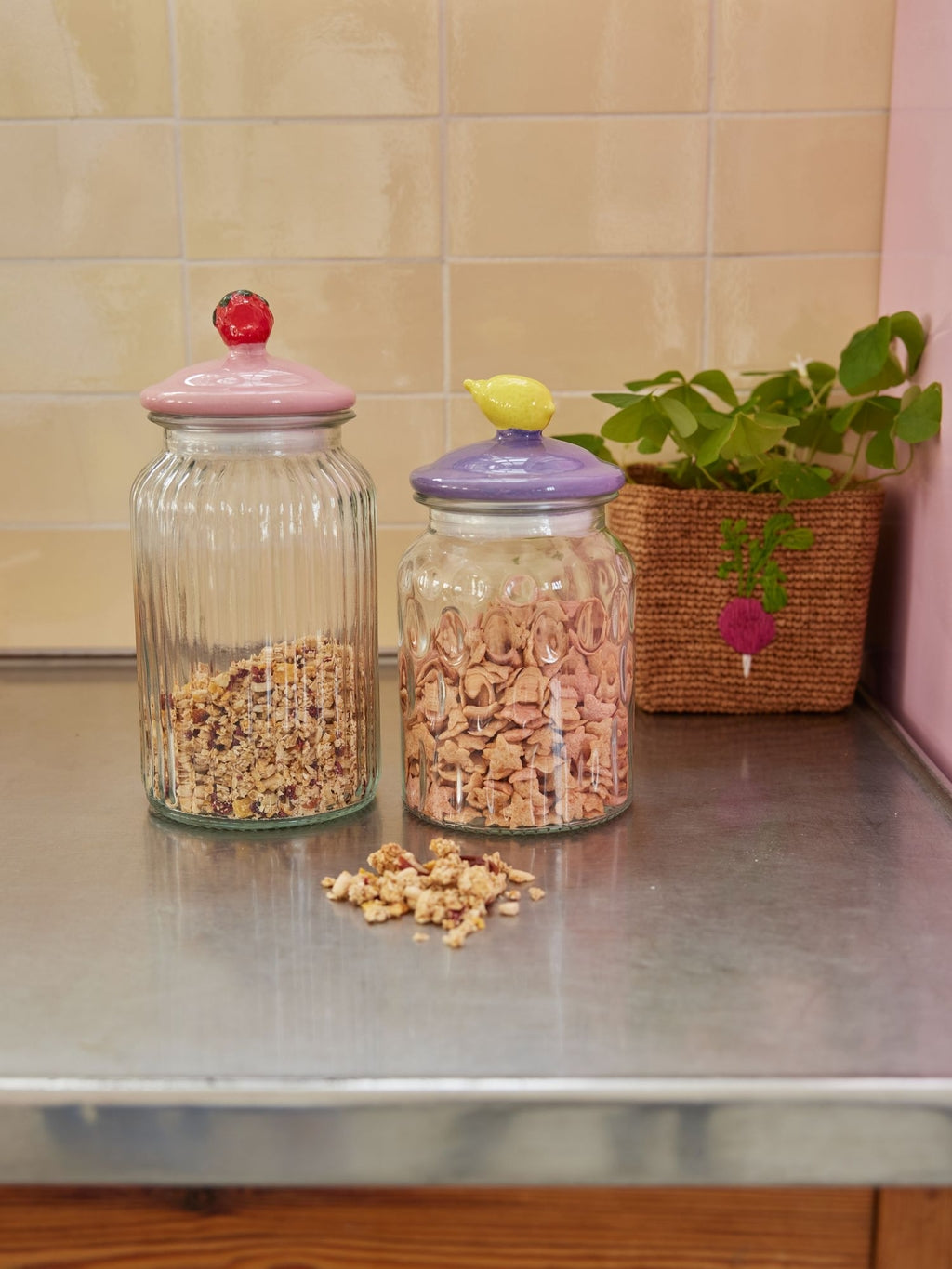 RICE glasskrukke med lokk sitron
