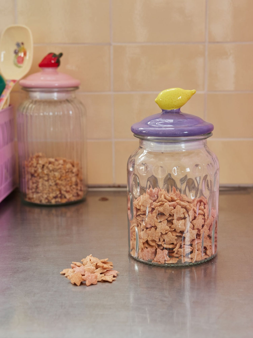 RICE glasskrukke med lokk sitron