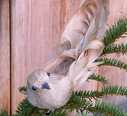 UND Krøllfjær med klips beige