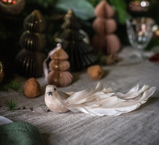 UND Krøllfjær med klips beige