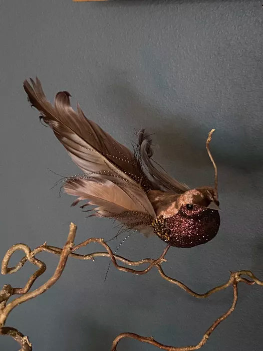 UND Fugl Glitterstjert Burgunder 17cm